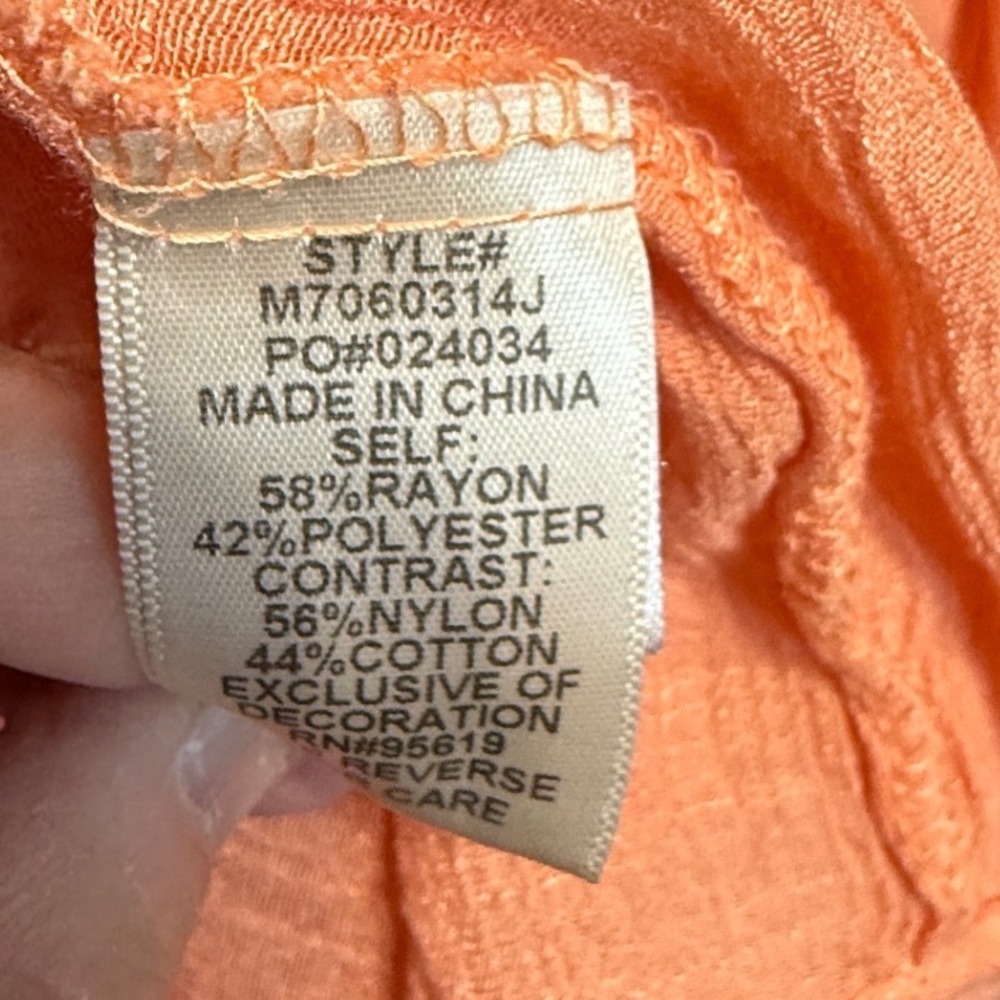 John Paul Richard Blouse Crochet Lace Boho M Orange Excellent 3/4 Sleeve Gauze - Picture 5 of 5